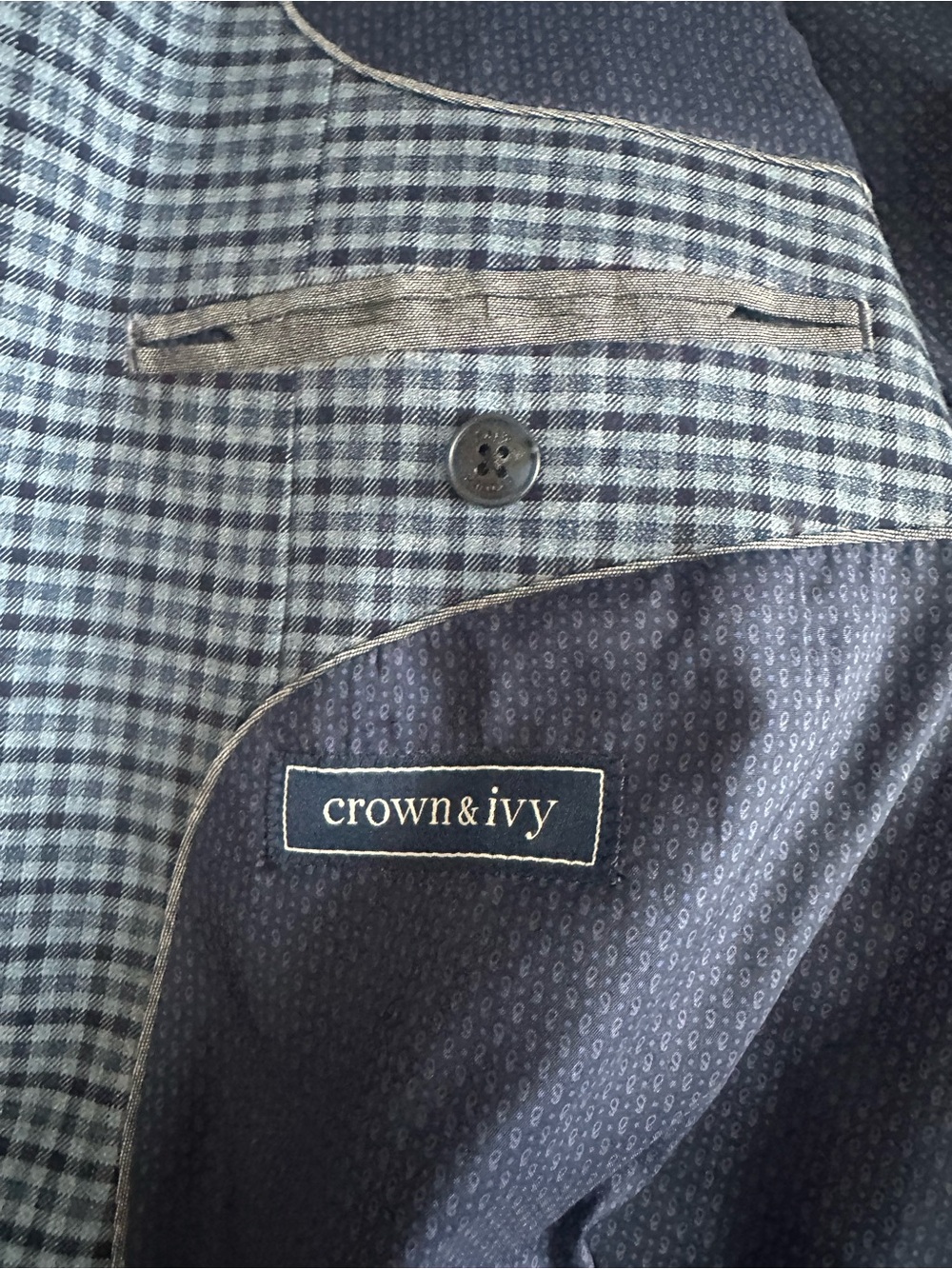 Crown & Ivy Men’s Plaid Button Suit Blazer Blue Size 54R - Picture 5 of 7